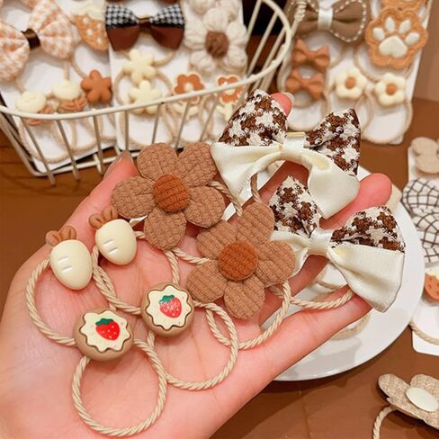 FZBNSRKO 40 Pcs Baby Elastic Hair Ties,Lovely Girls Hair Ties Elastic with Flowers/Bows/Cartoon Hair Rubber Bands Toddler Hair Ties Ponytail Holders for Baby Girls(Random 4 Sets) in Saudi Arabia