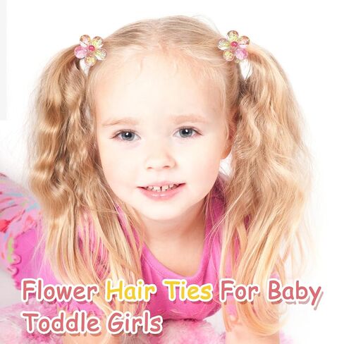 20 PCS Toddler Hair Ties for Girls, Baby Hair Tie Cute Flower Elastic Scrunchies No Damage Seamless Ponytail Holders for Toddler Girls (Pink, Purple, Orange, Yellow, Blue) in Saudi Arabia