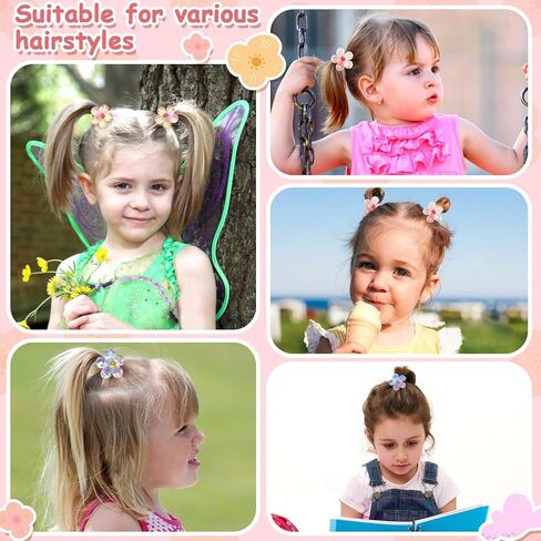 20 PCS Toddler Hair Ties for Girls, Baby Hair Tie Cute Flower Elastic Scrunchies No Damage Seamless Ponytail Holders for Toddler Girls (Pink, Purple, Orange, Yellow, Blue) in Saudi Arabia