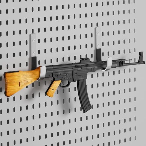 خطافات عرض مسدسات معدنية، فضية، متوافقة مع لوحة Pegboard المثبتة على الحائط، 8 عبوات، 3.93 × 1.96 بوصة، حماية مبطنة للأسلحة النارية in Kuwait