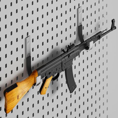 خطافات عرض مسدسات معدنية، فضية، متوافقة مع لوحة Pegboard المثبتة على الحائط، 8 عبوات، 3.93 × 1.96 بوصة، حماية مبطنة للأسلحة النارية in Kuwait
