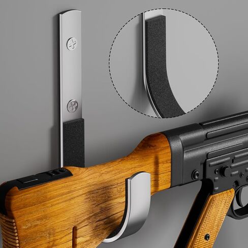 خطافات عرض مسدسات معدنية، فضية، متوافقة مع لوحة Pegboard المثبتة على الحائط، 8 عبوات، 3.93 × 1.96 بوصة، حماية مبطنة للأسلحة النارية in Kuwait