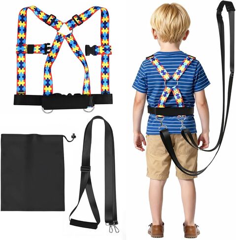 Walking Safety Harness for Older Kids 3–12 Years, Adjustable Leash Vest for Special Needs, Autism, ADHD, with Strong Grab Handle for Public and Outdoor Safety in Saudi Arabia