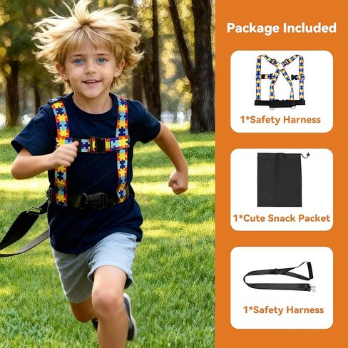 Walking Safety Harness for Older Kids 3–12 Years, Adjustable Leash Vest for Special Needs, Autism, ADHD, with Strong Grab Handle for Public and Outdoor Safety in Saudi Arabia