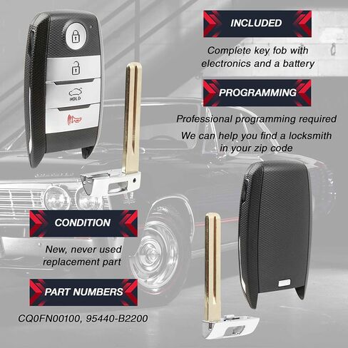 2X Key Fob Remote Replacement 4-Button Smart for 2014-2016 Kia Soul Non-EV Models (CQ0FN00100, 95440-B2200) in Saudi Arabia