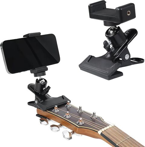 Multiple 360° Adjustable Guitar Phone Mount Holders - Universal Fit Compatible with Acoustic/Electric Guitar, Bass & Ukulele, Perfect for Live Broadcast, Teaching & Video Recording in Kuwait