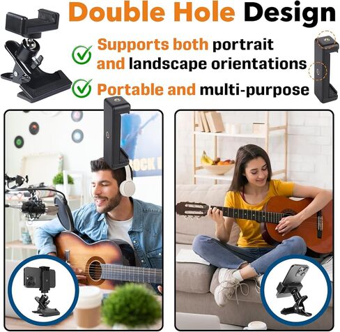 Multiple 360° Adjustable Guitar Phone Mount Holders - Universal Fit Compatible with Acoustic/Electric Guitar, Bass & Ukulele, Perfect for Live Broadcast, Teaching & Video Recording in Kuwait