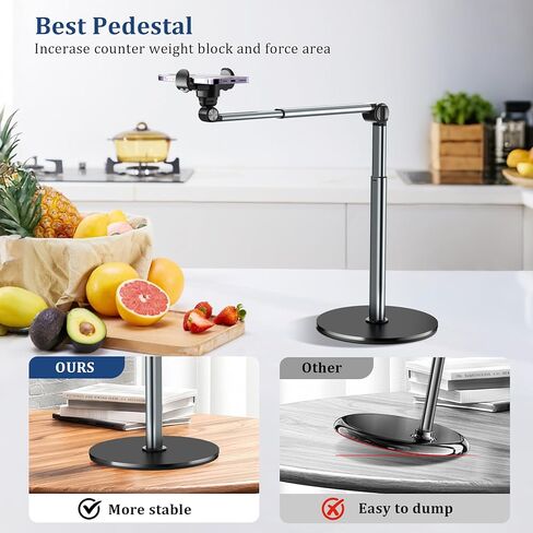 Portable Overhead Phone Stand for Video Recording, Heavy Duty Desk Phone Camera Tripod Mount for Cooking, Nail Techs, Unboxing, Art Compatible with iPhone in Kuwait