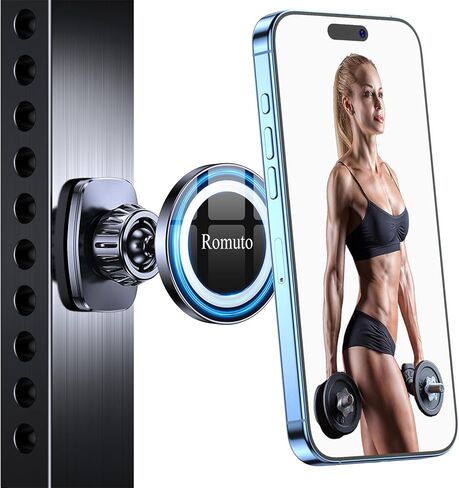 Romuto for MagSafe Gym Phone Holder Magnet【Dual Grip】 Magnetic Phone Holder for Gym Camera Mount 360°Adjustable Attach to Metal Surface Gym Accessories for Women with iPhone 17 Pro Max 16 15 14 in Kuwait