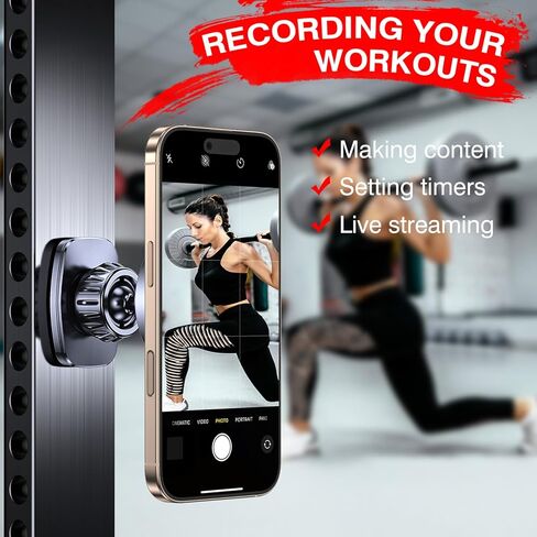 Romuto for MagSafe Gym Phone Holder Magnet【Dual Grip】 Magnetic Phone Holder for Gym Camera Mount 360°Adjustable Attach to Metal Surface Gym Accessories for Women with iPhone 17 Pro Max 16 15 14 in Kuwait