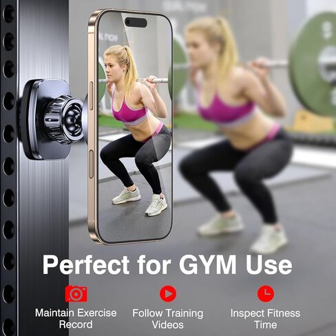 Romuto for MagSafe Gym Phone Holder Magnet【Dual Grip】 Magnetic Phone Holder for Gym Camera Mount 360°Adjustable Attach to Metal Surface Gym Accessories for Women with iPhone 17 Pro Max 16 15 14 in Kuwait