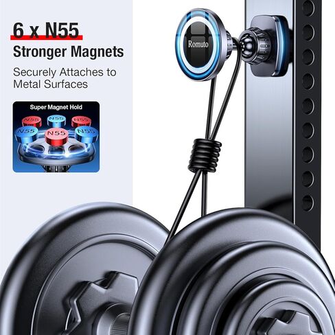 Romuto for MagSafe Gym Phone Holder Magnet【Dual Grip】 Magnetic Phone Holder for Gym Camera Mount 360°Adjustable Attach to Metal Surface Gym Accessories for Women with iPhone 17 Pro Max 16 15 14 in Kuwait