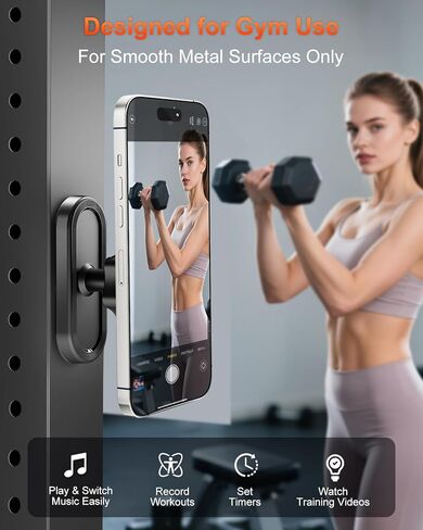 volport Gym Magnetic Phone Holder, Attaches to Metal Surfaces, Double Magnet Mount with 24 Strong Magnets, 360° Adjustable Ball Joint, for MagSafe iPhone 12-17, Gym Accessories for Workout Recording in Saudi Arabia