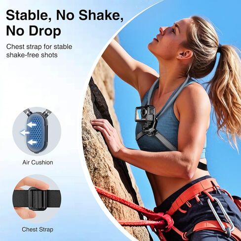 Neck Mount for Action Camera, with Air Cushion and Adjustable Chest Strap, Hands-Free POV Vlogging for GoPro Hero 13/12/11/10/9, Insta 360 X5/X4/X3/Ace Pro 2, DJI Osmo Action 5 Pro/4/3 in Saudi Arabia