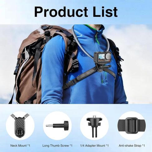Neck Mount for Action Camera, with Air Cushion and Adjustable Chest Strap, Hands-Free POV Vlogging for GoPro Hero 13/12/11/10/9, Insta 360 X5/X4/X3/Ace Pro 2, DJI Osmo Action 5 Pro/4/3 in Saudi Arabia
