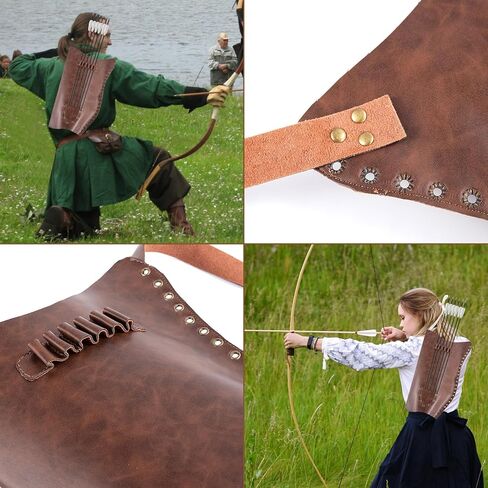 NUMJAW Archery Bow and Arrow Quiver Carrier with Arrow Slots, Leather Quiver Arrow Holder with Back Shoulder Strap, Shooting Targeting,Training,Halloween Costume Archer Cosplay Stage Prop Accessories in Saudi Arabia