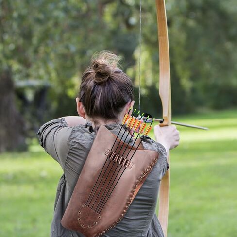 NUMJAW Archery Bow and Arrow Quiver Carrier with Arrow Slots, Leather Quiver Arrow Holder with Back Shoulder Strap, Shooting Targeting,Training,Halloween Costume Archer Cosplay Stage Prop Accessories in Saudi Arabia