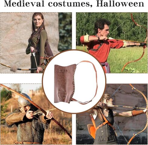 NUMJAW Archery Bow and Arrow Quiver Carrier with Arrow Slots, Leather Quiver Arrow Holder with Back Shoulder Strap, Shooting Targeting,Training,Halloween Costume Archer Cosplay Stage Prop Accessories in Saudi Arabia