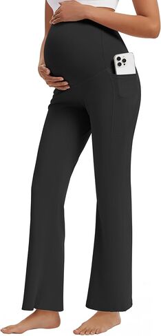 M MOTEEPI Maternity Pants for Work Stretchy Dress Pants Over The Belly Pregnancy Wide Leg Trousers with Pockets in Saudi Arabia