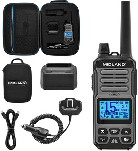 راديو Midland GXT67 PRO GMRS + حزمة ميكروفون كتف AVPH10 PTT - جهاز اتصال لاسلكي مقاوم للماء بقدرة 5 وات مع خاصية إلغاء الضوضاء in Kuwait