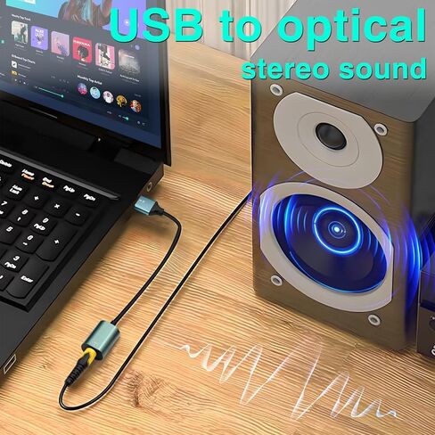 Duttek USB إلى محول الصوت البصري، محول صوت بصري USB A أحادي الاتجاه إلى TOSLINK، بطاقة صوت خارجية مع مخرج SPDIF Toslink للكمبيوتر الشخصي، تلفزيون PS5، محول بصري رقمي 192 كيلو هرتز 7.87 بوصة/20 سم in Kuwait