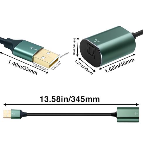 Duttek USB إلى محول الصوت البصري، محول صوت بصري USB A أحادي الاتجاه إلى TOSLINK، بطاقة صوت خارجية مع مخرج SPDIF Toslink للكمبيوتر الشخصي، تلفزيون PS5، محول بصري رقمي 192 كيلو هرتز 7.87 بوصة/20 سم in Kuwait