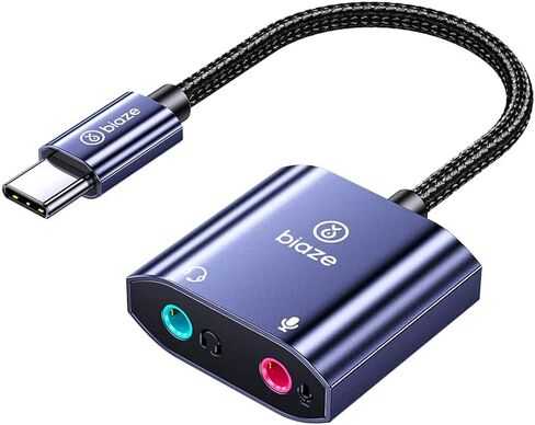 USB C to 3.5mm Jack Audio Adapter External Sound Card with 3.5mm Headphone and Microphone TRS Jack to USB C Compatible with Windows, Laptops, Desktops Windows, MAC, Linux, PC, PS5, PS4(Grey) in Saudi Arabia