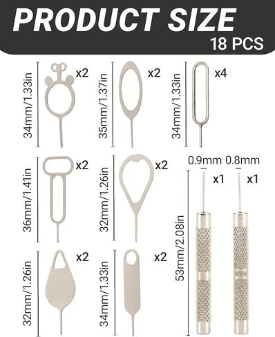 18 Pack SIM Card Ejector Tools Kit, Phone Tray Opener Pin for Easy Removal, SIM Tray Opener Pin Key, Standard Key, Compatible with Most Phones, Tablets and Other Mobile Devices in Saudi Arabia