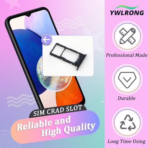 قطعتان من صينية بطاقة SIM لهاتف Samsung Galaxy A14 5G حامل فتحة بطاقة SIM لهاتف Samsung Galaxy A14 5G SM-A146U A146U1 S146VL مع دبوس إخراج مفتوح in Kuwait
