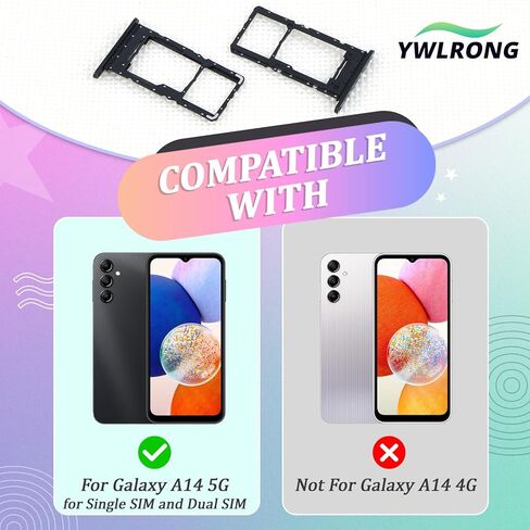 قطعتان من صينية بطاقة SIM لهاتف Samsung Galaxy A14 5G حامل فتحة بطاقة SIM لهاتف Samsung Galaxy A14 5G SM-A146U A146U1 S146VL مع دبوس إخراج مفتوح in Kuwait