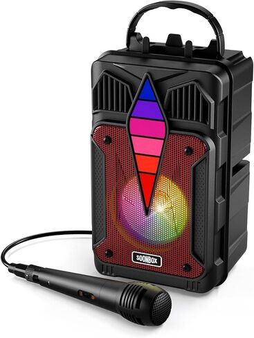 Dnil Portable Speaker with Voice Control, RGB Multi-Color Rhythm Light, Support TWS Pairing, Support USB/TF/FM/AUX Connection, Suitable for Home Party or Outdoor Use (Black) in Kuwait