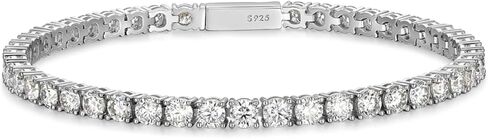 2-10 CT Moissanite 925 Sterling Silver Tennis Bracelet للنساء والرجال ، 2 مم إلى 4 مم ، سوار الأبدية القابلة للتكديس للجنسين مع قفل آمن ، مختبر تم إنشاؤه بديل الماس ، 6.5 و 7.25 بوصة in Kuwait