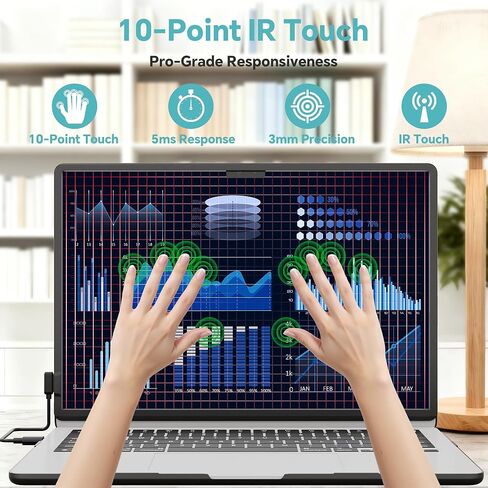 إطار شاشة لمس مغناطيسي لجهاز MacBook Air مقاس 15 بوصة، لوحة لمس عالية الدقة تعمل بالأشعة تحت الحمراء تدعم الإيماءات المتعددة، توصيل وتشغيل بدون سائق، لوحة تتبع تعمل باللمس، تتضمن حافظة صلبة واقية، قلم سلبي in Kuwait