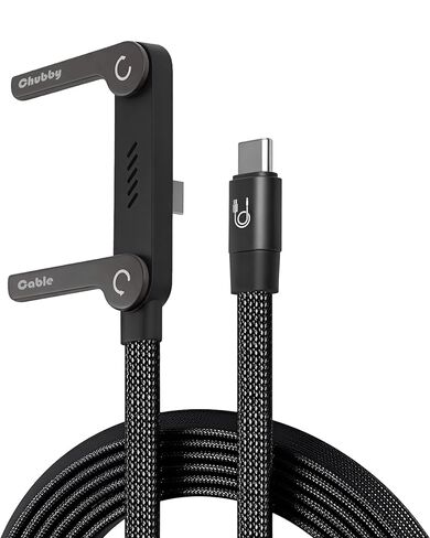 chubbycable StandLite 240W Braided Fast Charge Cable with Built-in Phone Stand T-Shaped Foldable Durable USB-C Cord 90 Degree USB C Cable Right Angle Multi-Functional Charger Cord, Black, 4.9FT in Saudi Arabia