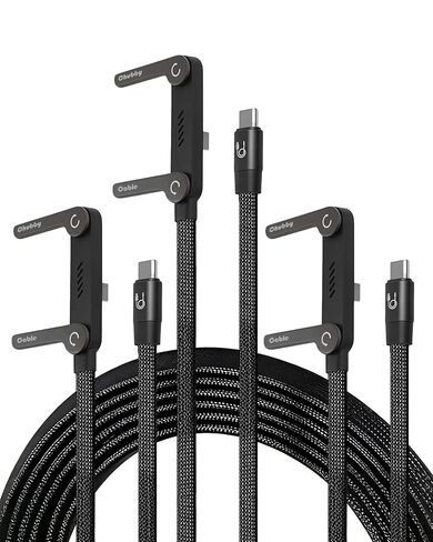 chubbycable StandLite 240W Braided Fast Charge Cable with Built-in Phone Stand T-Shaped Foldable Durable USB-C Cord 90 Degree USB C Cable Right Angle Multi-Functional Charger Cord, Black, 4.9FT in Saudi Arabia