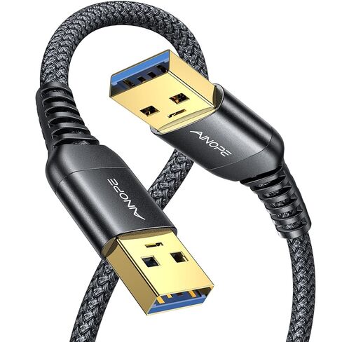 AINOPE USB to USB Cable, USB 3.0 A to A Male to Male Cable [Never Rupture] Double End Type A Cord Compatible with Hard Drive Enclosures, KVM, DVD Player, TV, Laptop Cooler,6.6Ft/Grey, 1 Pack in Kuwait