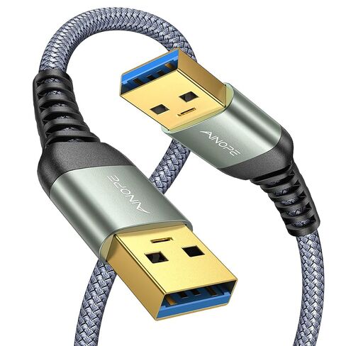 كابل AINOPE USB إلى USB، كابل USB 3.0 A إلى ذكر إلى ذكر [لا يتمزق أبدًا] سلك مزدوج من النوع A متوافق مع حاويات القرص الصلب، KVM، مشغل DVD، تلفزيون، مبرد الكمبيوتر المحمول، 6.6 قدم/رمادي، حزمة واحدة in Saudi Arabia