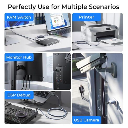 كابل AINOPE USB إلى USB، كابل USB 3.0 A إلى ذكر إلى ذكر [لا يتمزق أبدًا] سلك مزدوج من النوع A متوافق مع حاويات القرص الصلب، KVM، مشغل DVD، تلفزيون، مبرد الكمبيوتر المحمول، 6.6 قدم/رمادي، حزمة واحدة in Saudi Arabia
