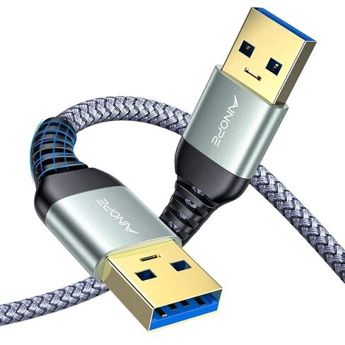 كابل AINOPE USB إلى USB، كابل USB 3.0 A إلى ذكر إلى ذكر [لا يتمزق أبدًا] سلك مزدوج من النوع A متوافق مع حاويات القرص الصلب، KVM، مشغل DVD، تلفزيون، مبرد الكمبيوتر المحمول، 6.6 قدم/رمادي، حزمة واحدة in Saudi Arabia