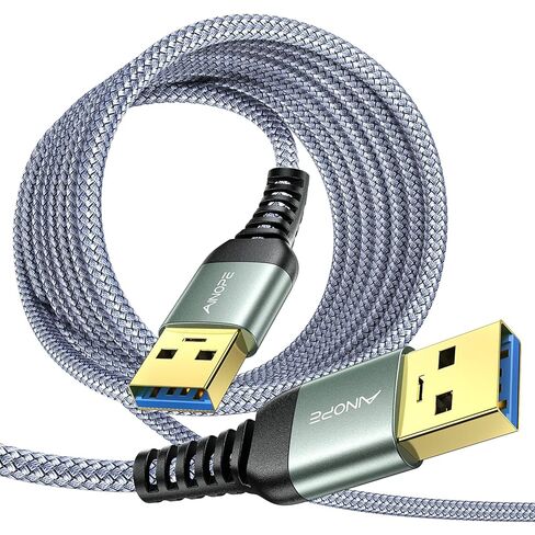 كابل AINOPE USB إلى USB، كابل USB 3.0 A إلى ذكر إلى ذكر [لا يتمزق أبدًا] سلك مزدوج من النوع A متوافق مع حاويات القرص الصلب، KVM، مشغل DVD، تلفزيون، مبرد الكمبيوتر المحمول، 6.6 قدم/رمادي، حزمة واحدة in Saudi Arabia