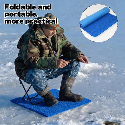 16 x 24 inch Outdoor Winter Ice Fishing Floor Mat, Non Slip & Washable Ice Fishing Gear Tent Carpet Mat Inside Outside for Winter Camping Outdoor Ice Fishing Activities Trailers Lawn Supplies in Kuwait