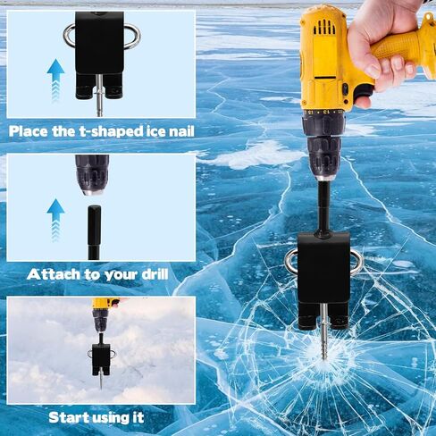 2 PCS Universal Ice Anchor Tools, Heavy Duty Ice Fishing Anchor Power Drill Adapter, Ice House Anchors for Ice Insert Sewing, Durable Metal Winter Ice Fishing Accessories for Ice Shanty Tent Setup in Saudi Arabia