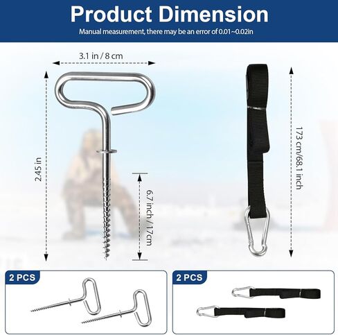 مجموعة أدوات ربط المأوى الفاخرة 24260 متوافقة مع سلسلة Eskimo QuickFish وخيمة صيد الجليد من سلسلة Clam، ومجموعة ملحقات أدوات مرساة الجليد 2 مرساة ثلج وحزامين مع أدوات شد مدمجة. in Kuwait