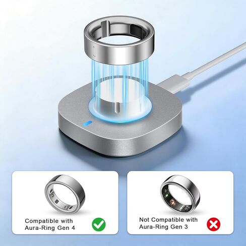 Charger Compatible with Aura-Ring Gen 4 Size 8,Fast Safe Charging Dock and USB-C Cable,Silver Gray in Saudi Arabia