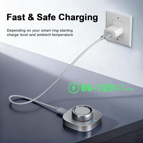 Charger Compatible with Aura-Ring Gen 4 Size 8,Fast Safe Charging Dock and USB-C Cable,Silver Gray in Saudi Arabia