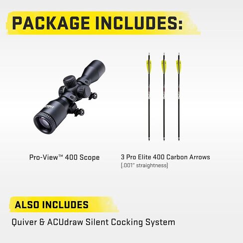 TenPoint Titan 400 Crossbow، Vektra - 400 إطارًا في الثانية - يتضمن نطاق Pro-View 400 وجهاز ACUdraw الصامت للتصويب وثلاثة أسهم كربون Pro Elite 400 in Kuwait