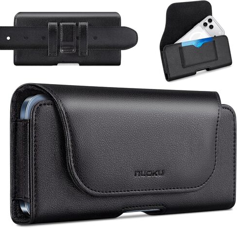nuoku Cell Phone Holster for iPhone 17/16/15/14/13/12/11 Pro Max Series with Card Solt, Belt Clip Phone Case for Samsung Galaxy Series (Black) in Saudi Arabia