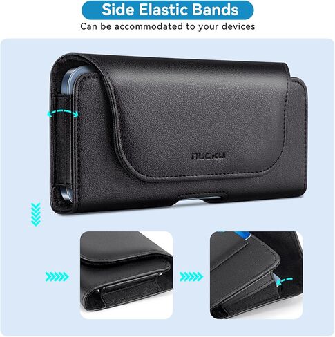 nuoku Cell Phone Holster for iPhone 17/16/15/14/13/12/11 Pro Max Series with Card Solt, Belt Clip Phone Case for Samsung Galaxy Series (Black) in Saudi Arabia