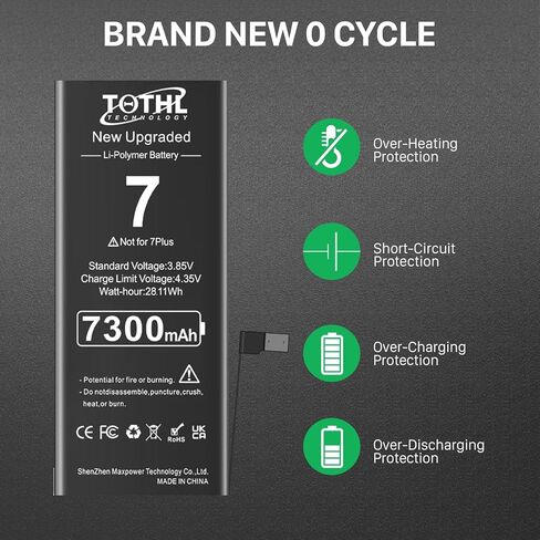 [7300 مللي أمبير] بطارية بديلة لهاتف iPhone 7، (إصدار جديد 2025) بطاريات جديدة ذات سعة عالية 0 دورة فقط لـ A1660 A1778 A1779 مع مجموعة أدوات احترافية in Saudi Arabia