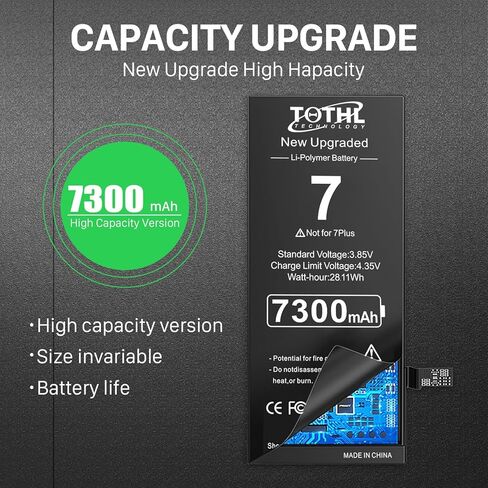 [7300 مللي أمبير] بطارية بديلة لهاتف iPhone 7، (إصدار جديد 2025) بطاريات جديدة ذات سعة عالية 0 دورة فقط لـ A1660 A1778 A1779 مع مجموعة أدوات احترافية in Saudi Arabia